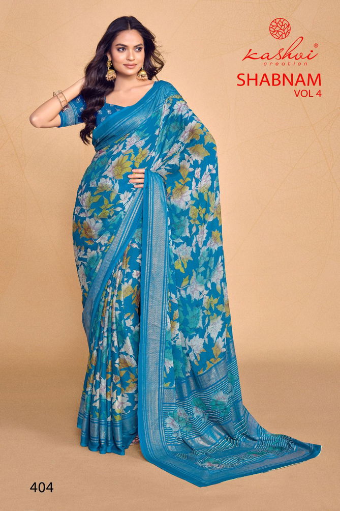 Shabnam Vol 4 By Kashvi Dull Moss Foil Printed Saree Wholesale Price In Surat
